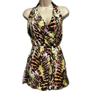 Te Amo Junior Multi Colored Wrap Front Romper Studded Elastic Waist Size 1 NWT